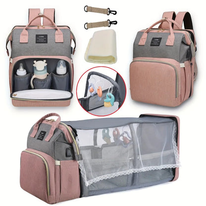 Sac à Langer avec Berceau Portable Intégré – Rangement Tout-en-Un pour Bébé