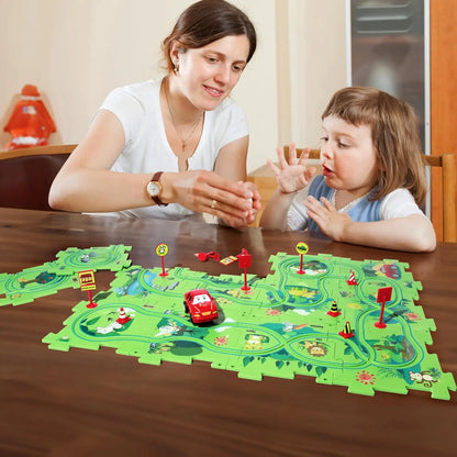 Circuit de Voitures Modulable pour Enfants – Jeu Créatif et Rangement Facile, dès 2 ans