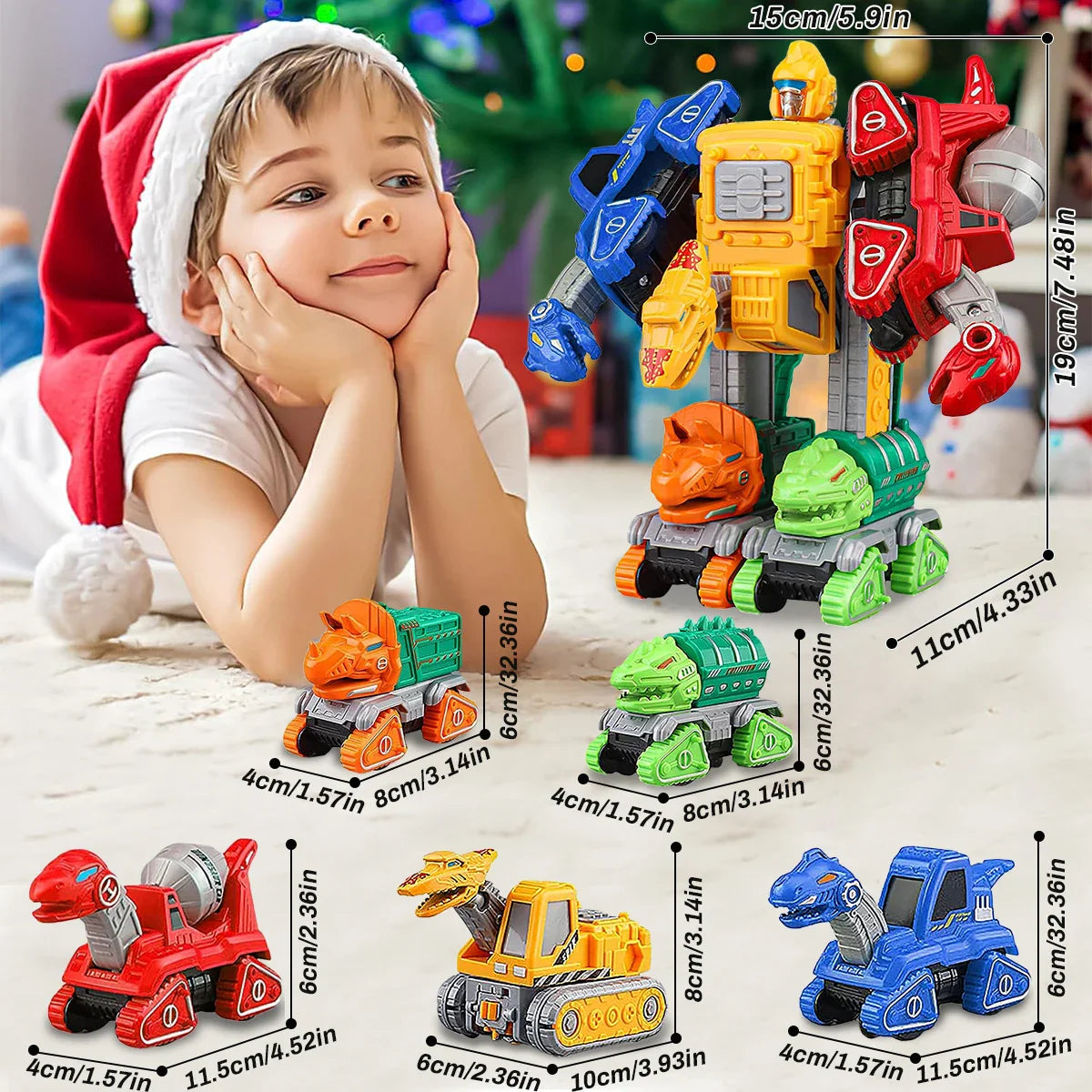 Set de Voitures Transformables 5-en-1 pour Enfants – Jouet Véhicules Transformables