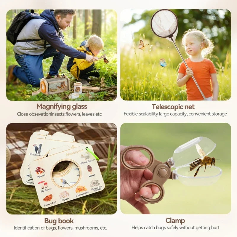Kit d'Observation et de Collecte d'Insectes Montessori en Bois