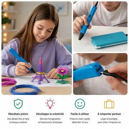Stylo 3D Professionnel – Création Précise Semi-Automatique dès 14 ans