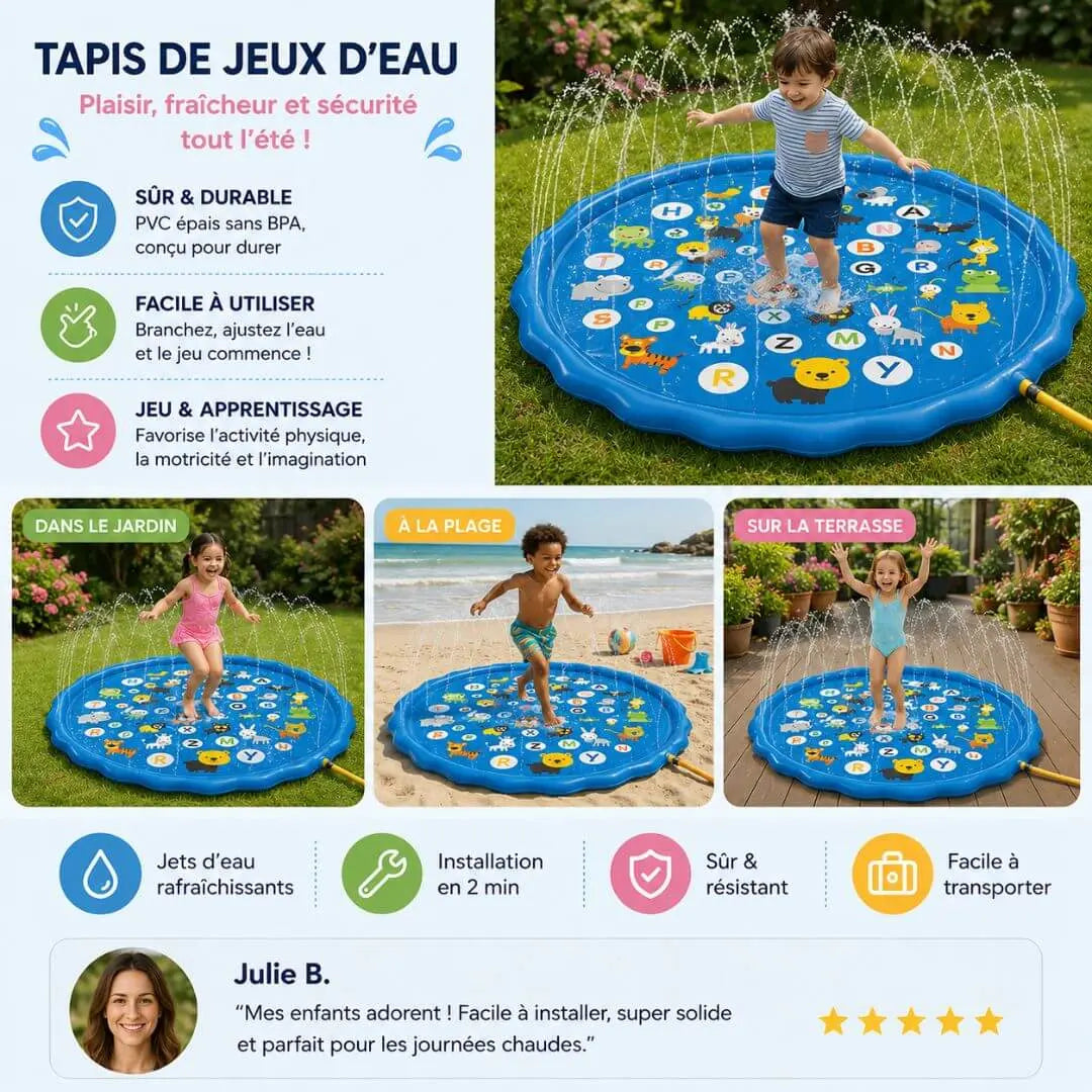 Tapis de Jeux d'Eau pour Enfants – Avec Sprinkler et Surface Antidérapante