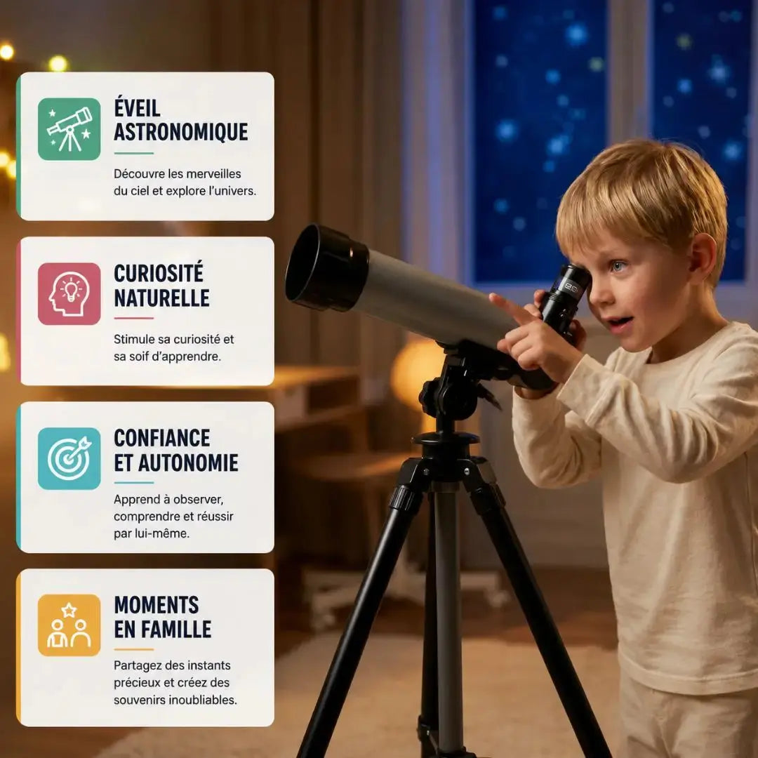 Télescope Enfant – Réfracteur Astronomique Multi-Grossissements
