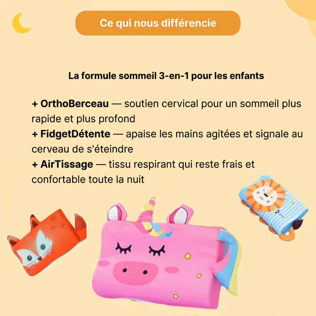 Coussin peluche pour enfant, motifs licorne et animaux