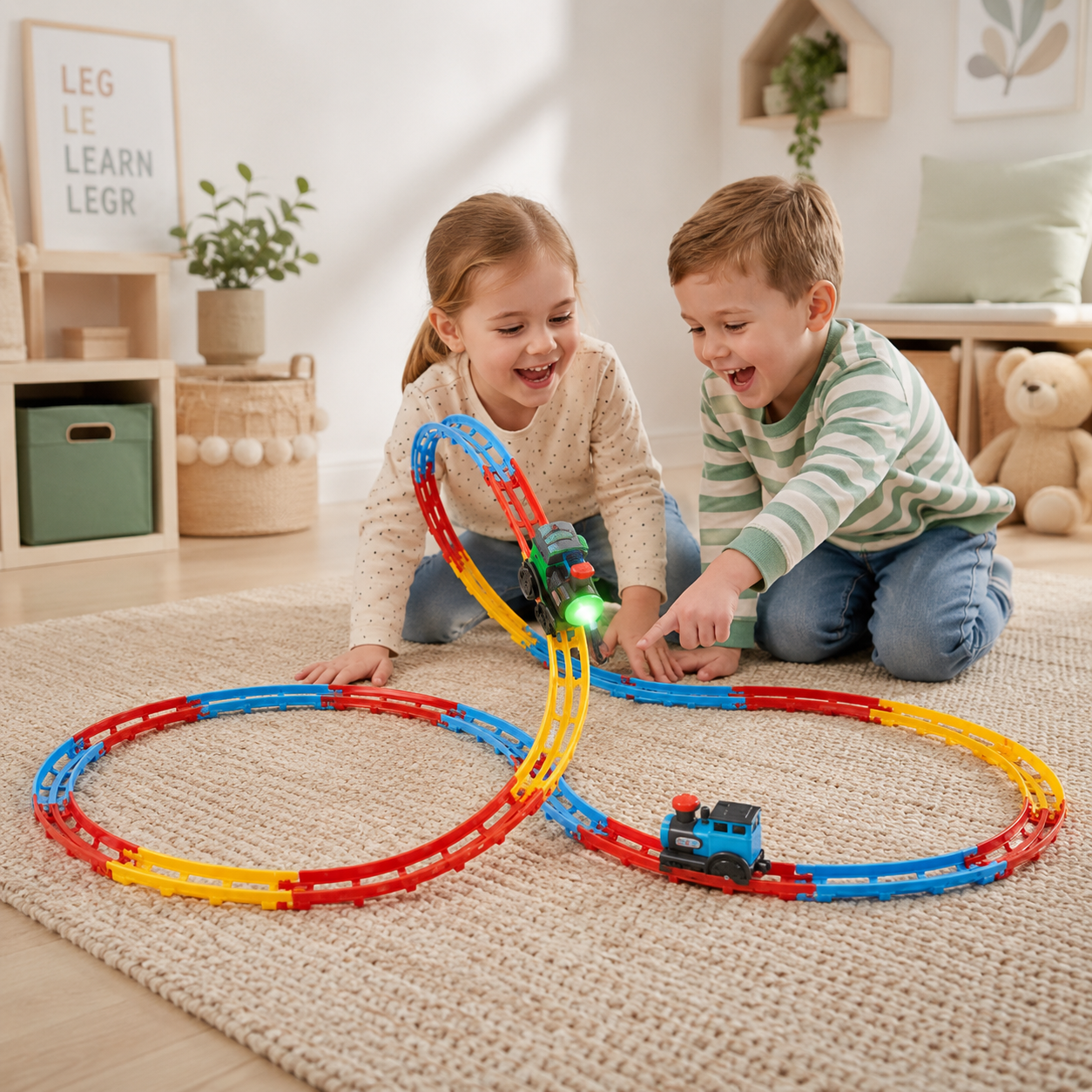 Train Montagnes Russes Enfant – Circuit à Boucles Modulable, Sons Réalistes | Dès 2 ans