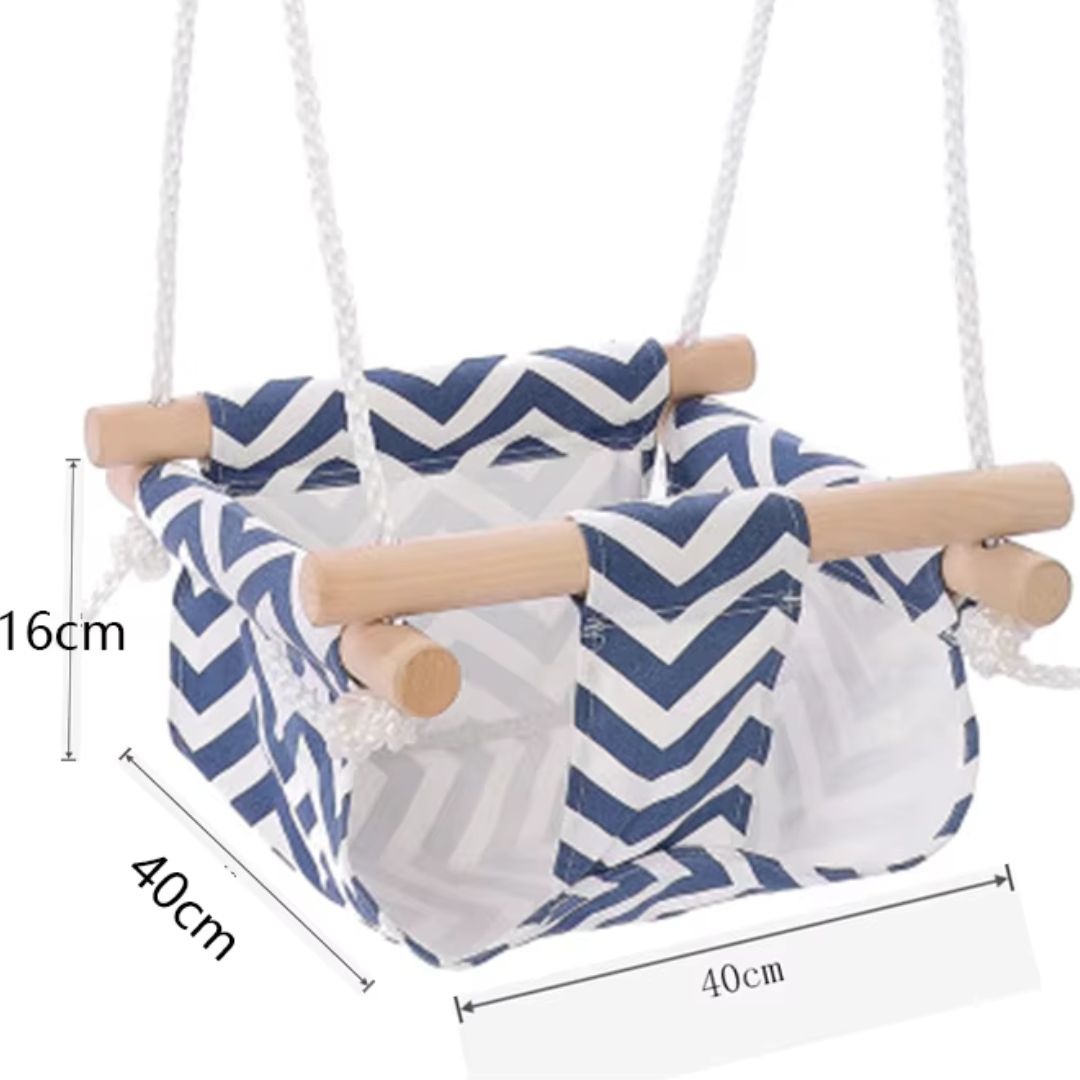 Fauteuil Suspendu Bébé avec Coussin et Structure en Bois