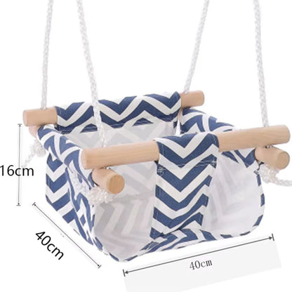 Fauteuil Suspendu Bébé avec Coussin et Structure en Bois