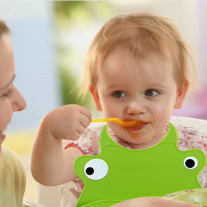 Bavoir Bébé en Silicone Réglable avec Poche Récupératrice