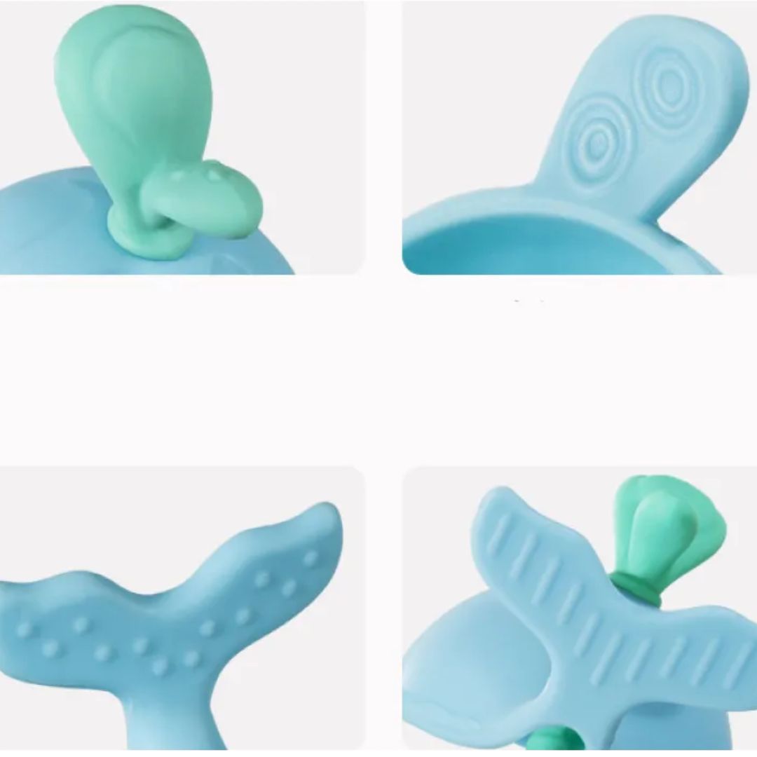 Anneau de Dentition Baleine en Silicone pour Bébé – Jouet de Dentition Sûr et Facile à Saisir