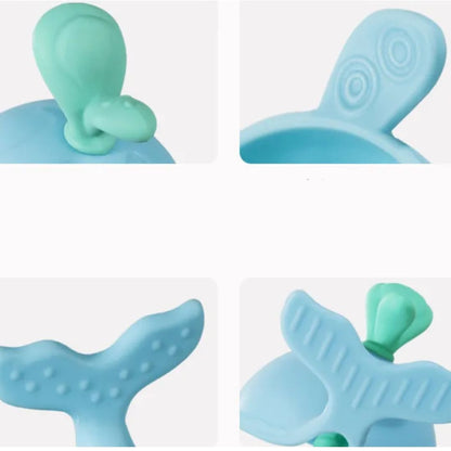 Anneau de Dentition Baleine en Silicone pour Bébé – Jouet de Dentition Sûr et Facile à Saisir