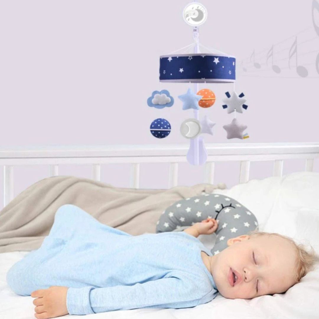 Mobile Musical Bébé pour Lit avec Étoiles et Boîte à Musique