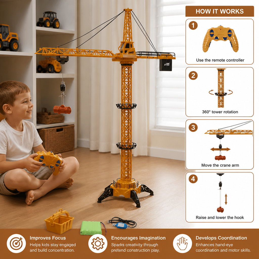 Remote-control tower crane with rotating arm, view 4