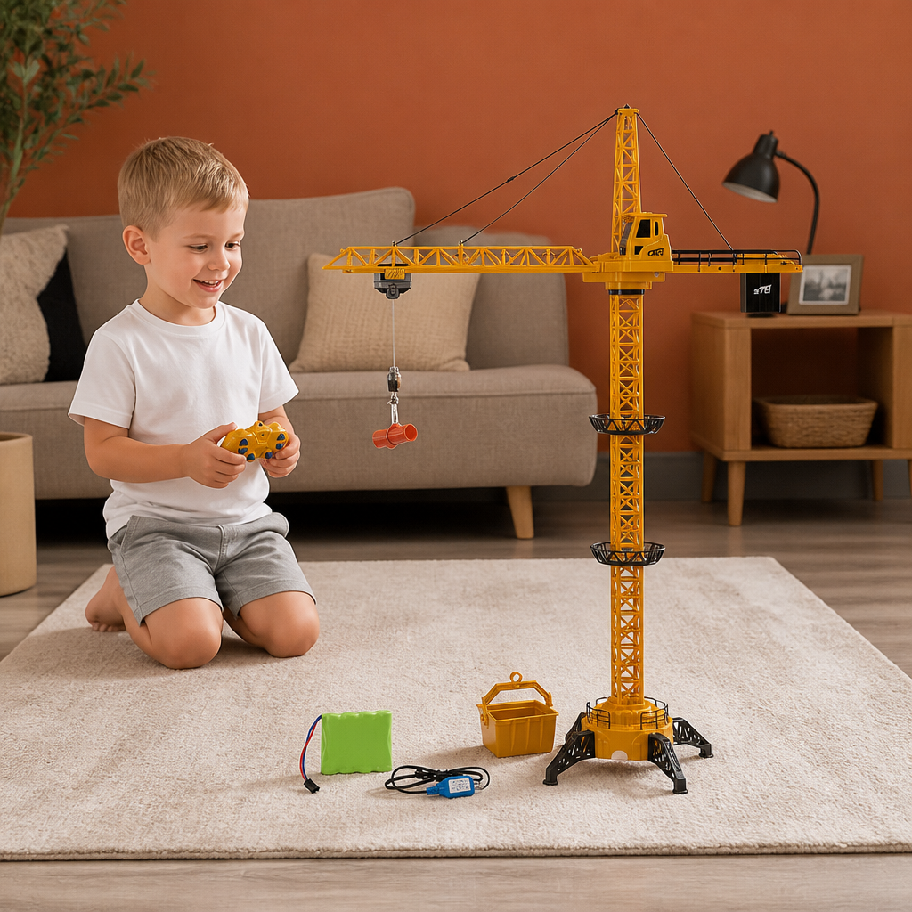 Remote-control tower crane with rotating arm, view 3