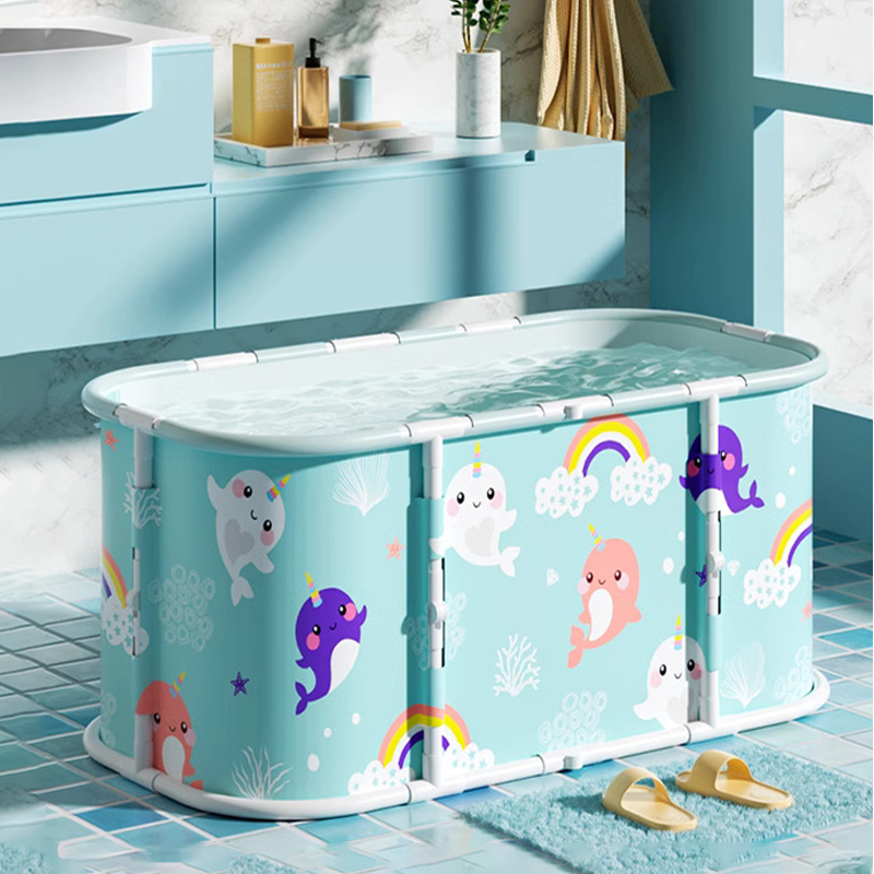 Baignoire pliable pour bébé avec indicateur de température et double vidange