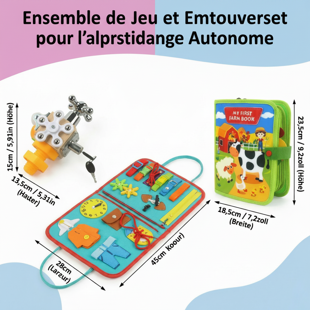Coffret Montessori 3 Jouets Éducatifs – Éveil, Motricité & Autonomie dès 12 mois