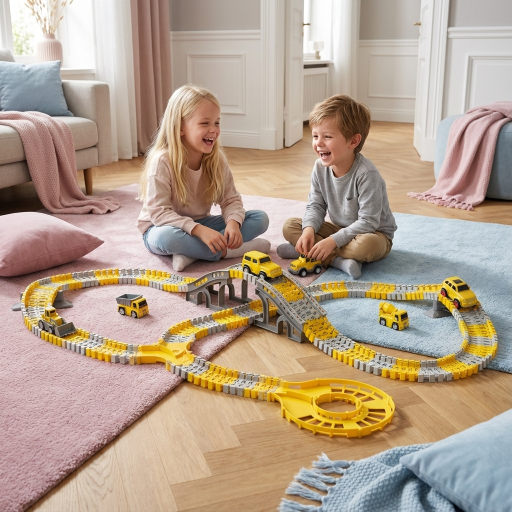 Circuit de Course pour Enfants – Piste Flexible avec Voitures, Montage Facile et Jeu Créatif