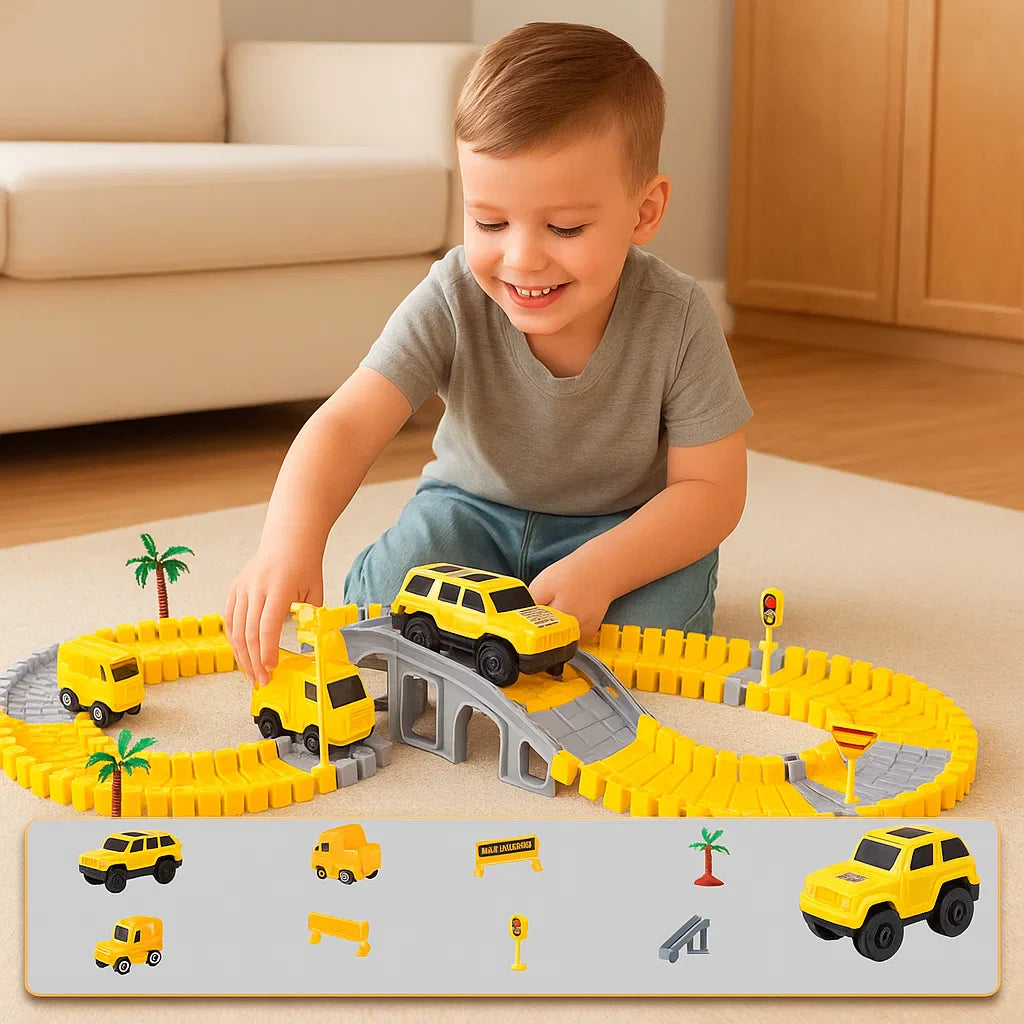 Circuit de Course pour Enfants – Piste Flexible avec Voitures, Montage Facile et Jeu Créatif