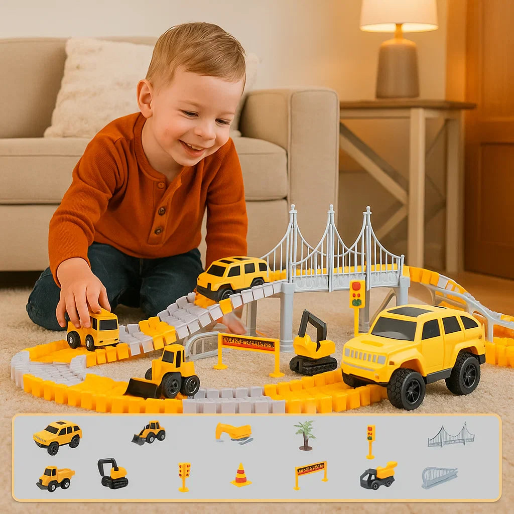 Circuit de Course pour Enfants – Piste Flexible avec Voitures, Montage Facile et Jeu Créatif