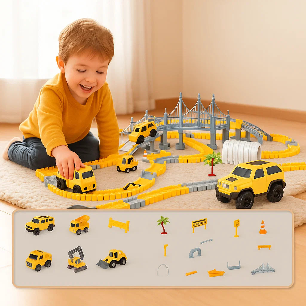 Circuit de Course pour Enfants – Piste Flexible avec Voitures, Montage Facile et Jeu Créatif