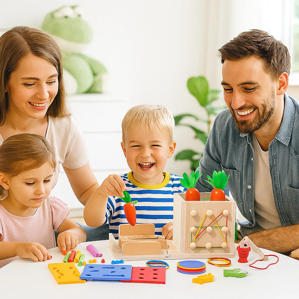 Cube d’Apprentissage en Bois Montessori 6-en-1 – Jeu de Formes et Couleurs pour Enfants