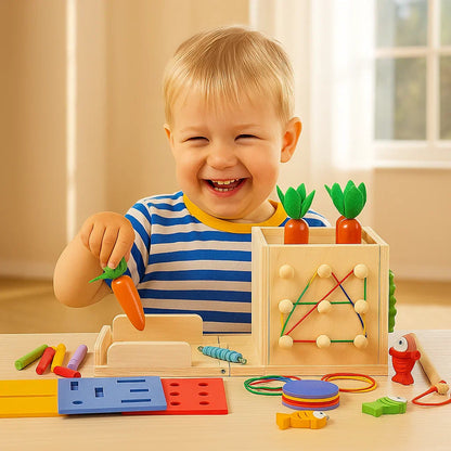 Cube d’Apprentissage en Bois Montessori 6-en-1 – Jeu de Formes et Couleurs pour Enfants