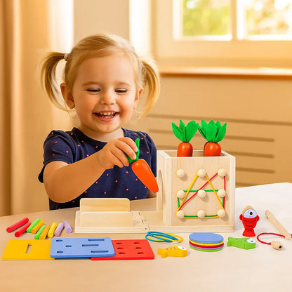 Cube d’Apprentissage en Bois Montessori 6-en-1 – Jeu de Formes et Couleurs pour Enfants