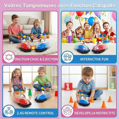 Voitures Tamponneuses Télécommandées avec Lanceur – Lumières LED & Recharge USB | Dès 3 ans