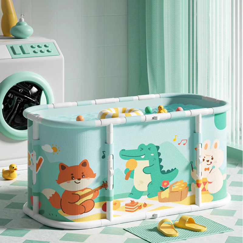 Baignoire pliable pour bébé avec indicateur de température et double vidange