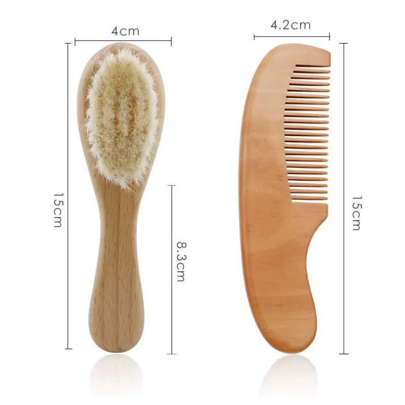 Kit de Soin Capillaire Bébé avec Brosse et Peigne en Bois