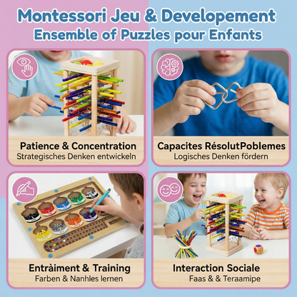 Set de Jeux Montessori 3 Pièces – Jeux Éducatifs de Logique pour Enfants