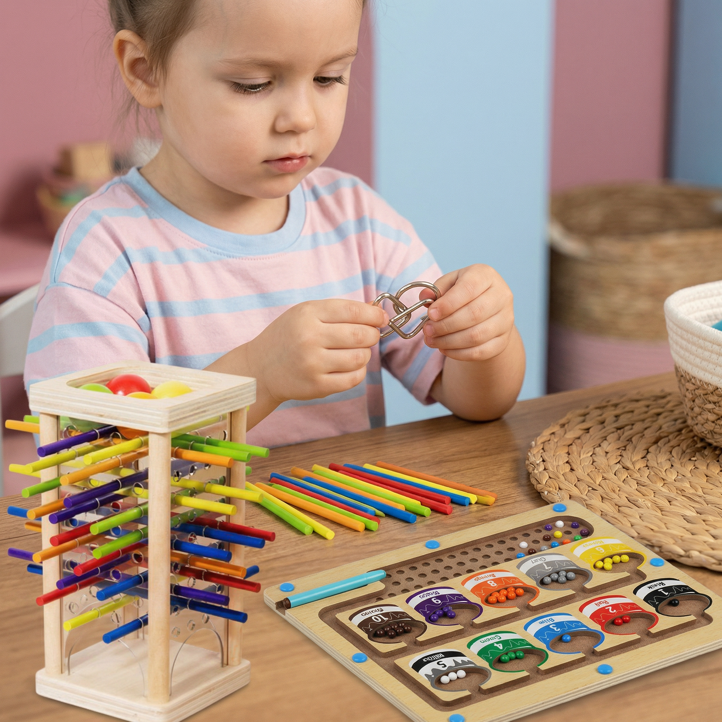 Set de Jeux Montessori 3 Pièces – Jeux Éducatifs de Logique pour Enfants