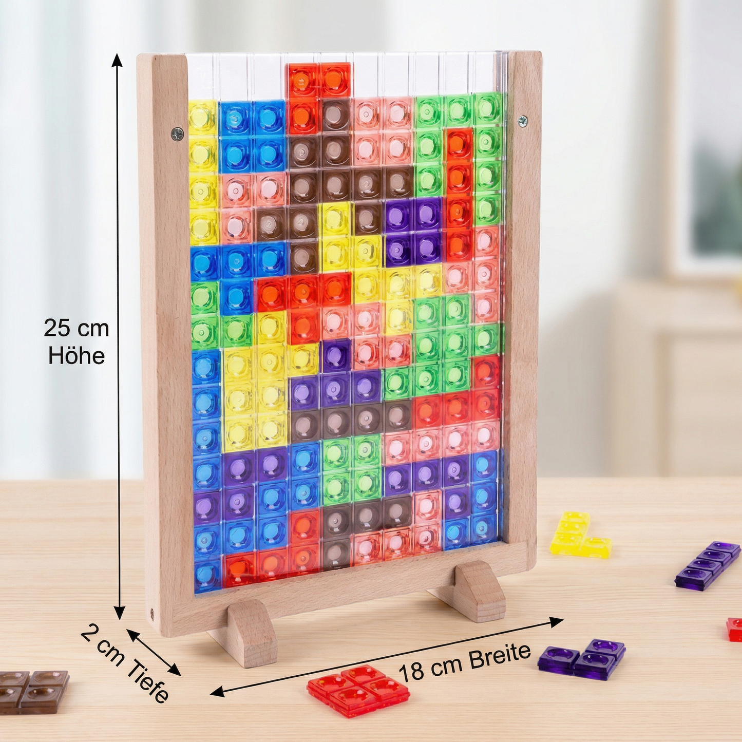 Puzzle Blocs de Couleurs 3D en Bois – Jeu Montessori Éducatif pour Enfants