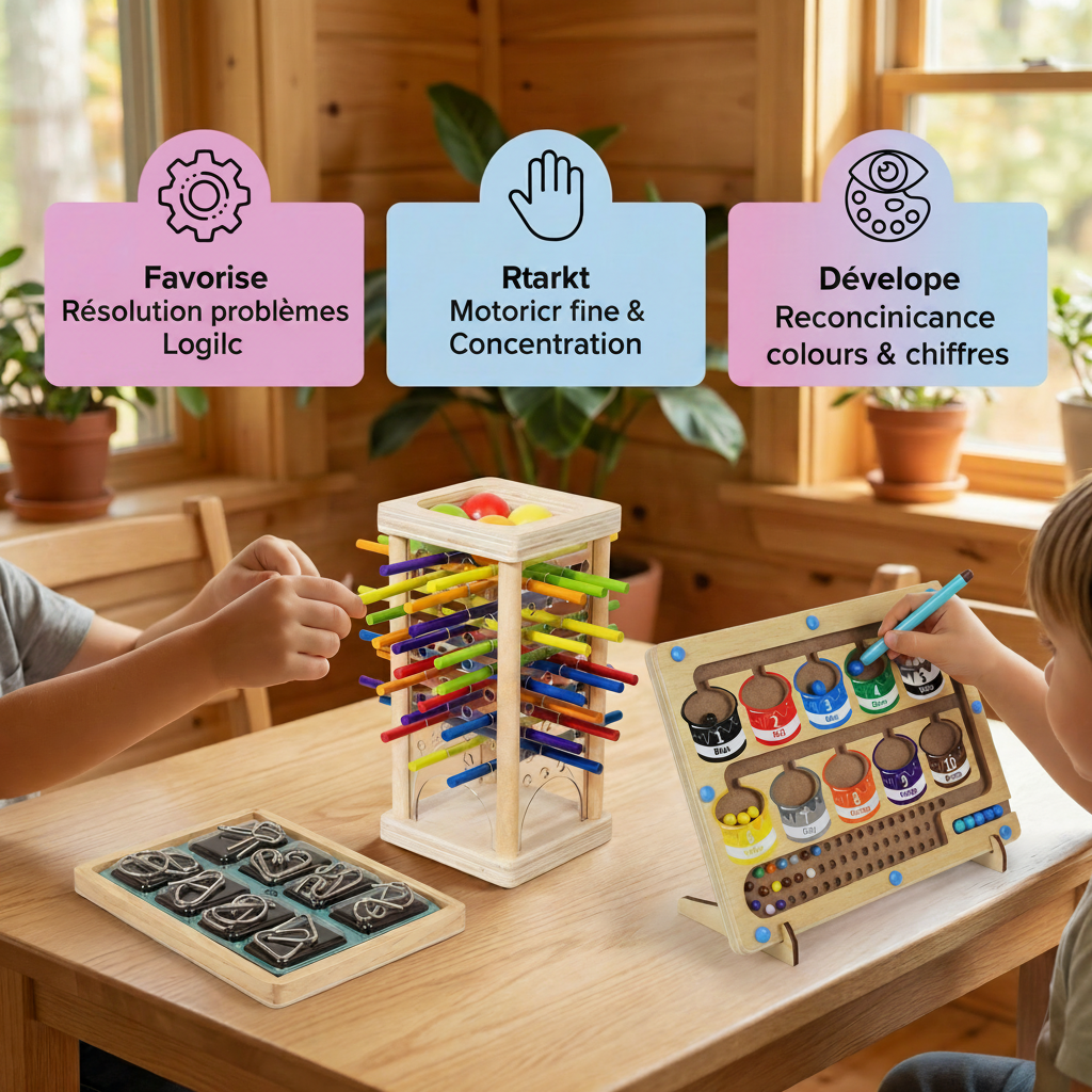 Set de Jeux Montessori 3 Pièces – Jeux Éducatifs de Logique pour Enfants