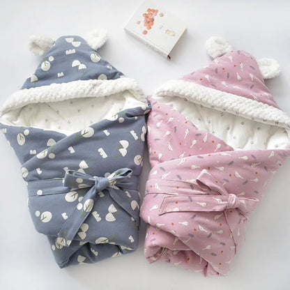 Couverture d’Emmaillotage à Capuche pour Bébé – Couverture Polaire Douce avec Oreilles