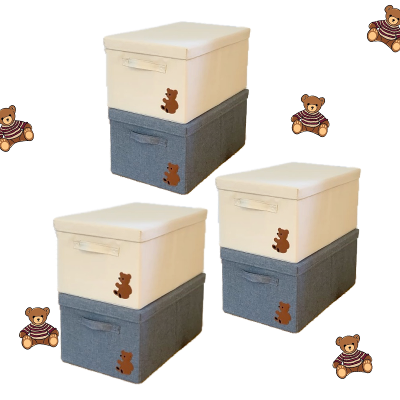 Lot de 6 boîtes de rangement pliables avec couvercle empilable
