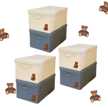 Lot de 6 boîtes de rangement pliables avec couvercle empilable