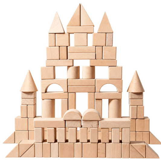 Jeu de construction en bois de hêtre avec 100 blocs