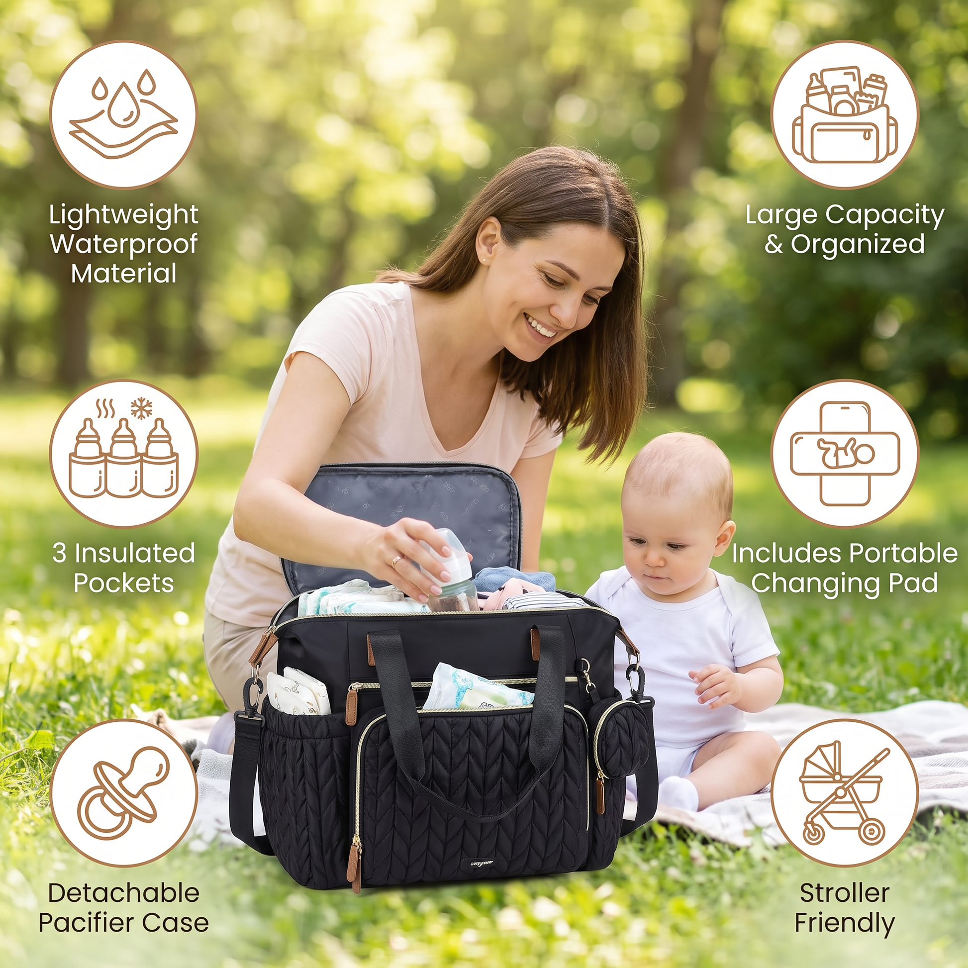 Sac à langer avec matelas et étui à tétine