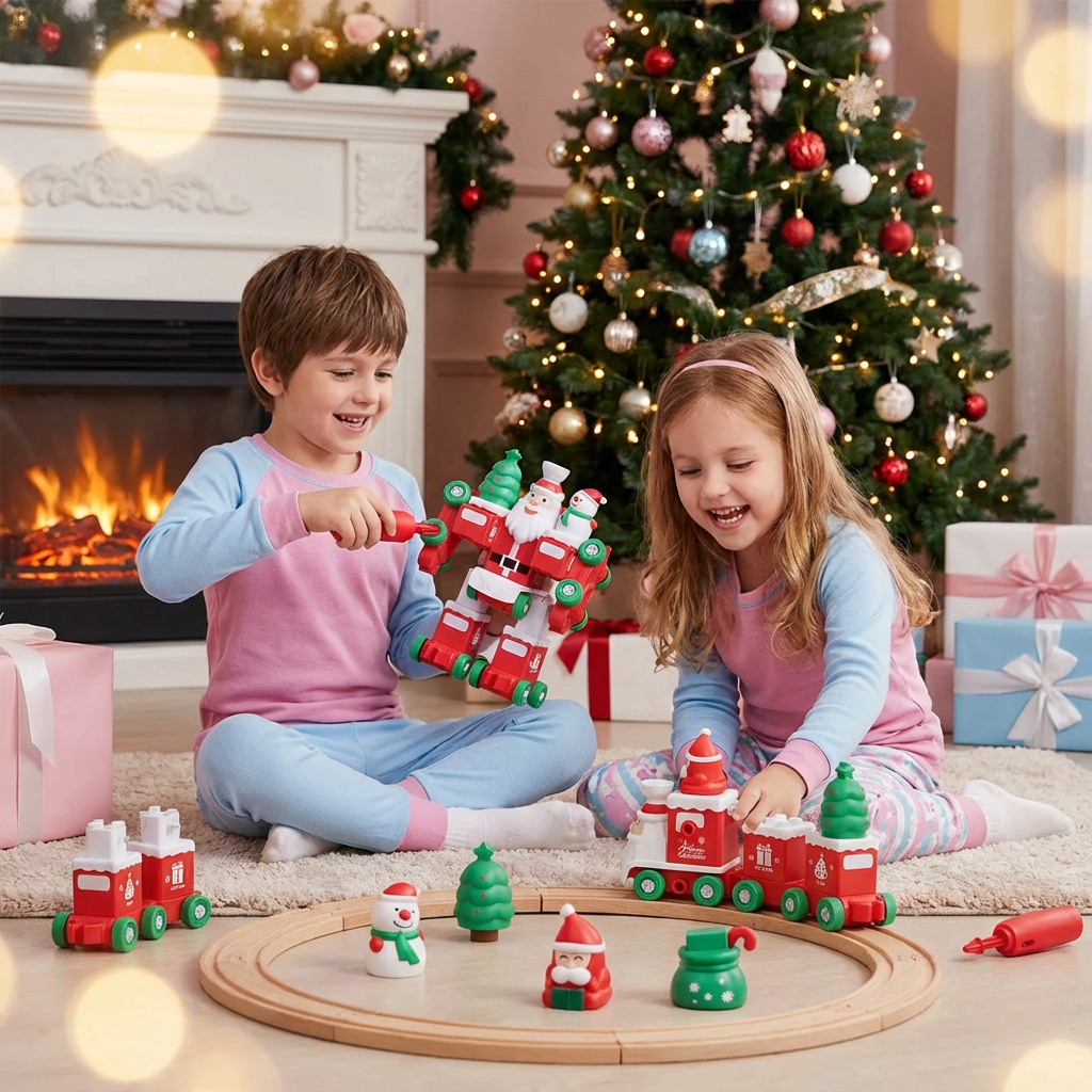 Train de Noël Transformable 2-en-1 & Robot Père Noël – Jouet pour Enfants