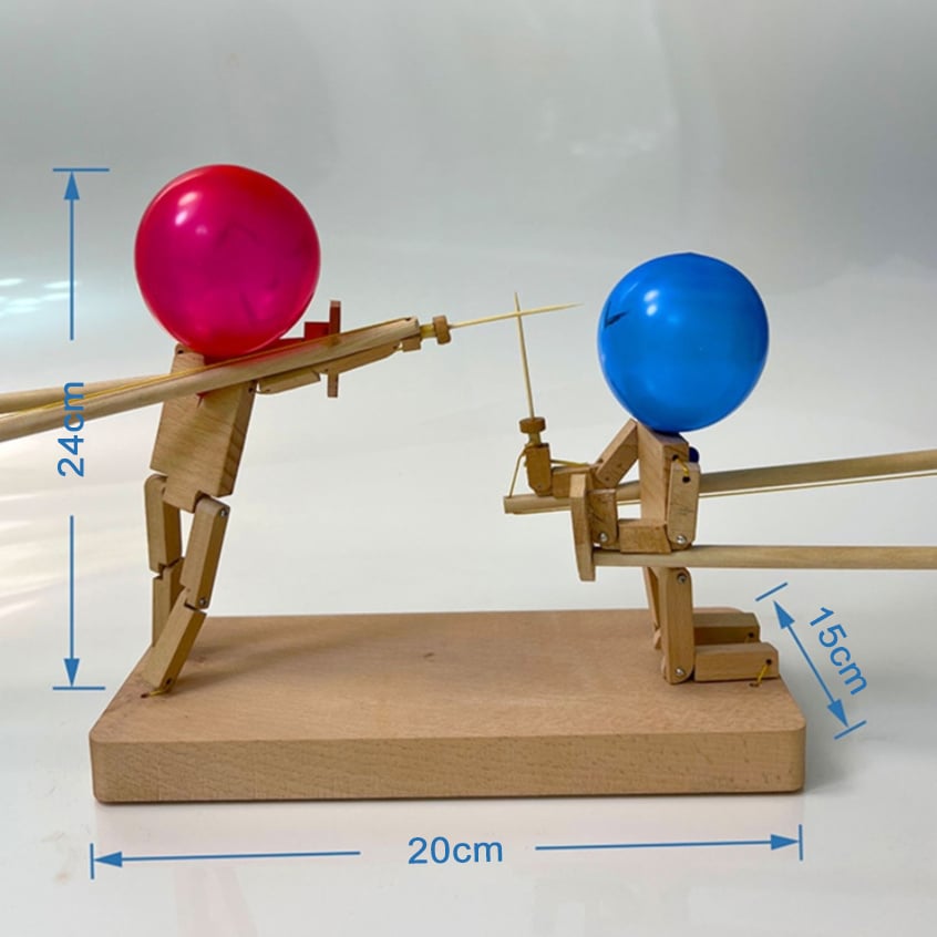 Jeu d'Escrime en Bois pour Enfants et Adultes – Poupées Artisanales avec Ballons
