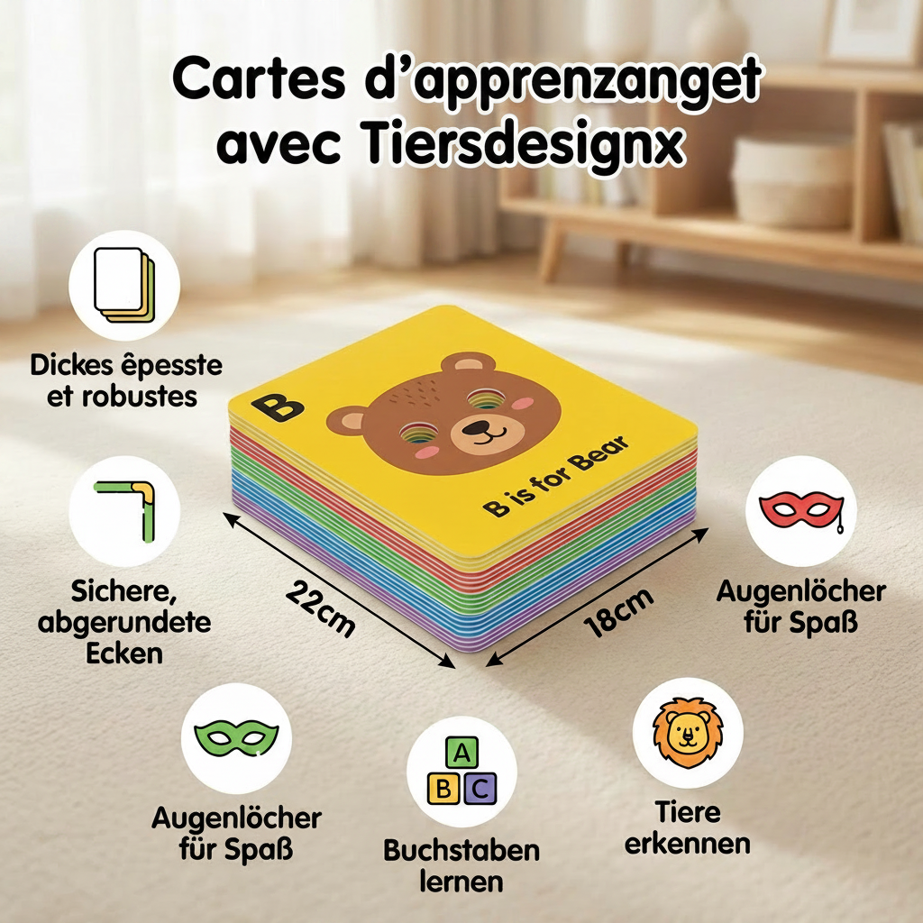 Cartes Alphabet Montessori avec Animaux – 26 Cartes Éducatives pour Apprendre les Lettres
