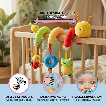 Jouet Hochet Chenille 3-en-1 – Jouet d’Éveil Bébé & Jeu de Voyage