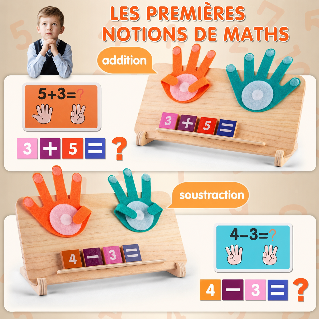 Tableau d'Apprentissage Mathématique Double-Face – Éveil Ludique aux Chiffres, de 3 à 5 ans