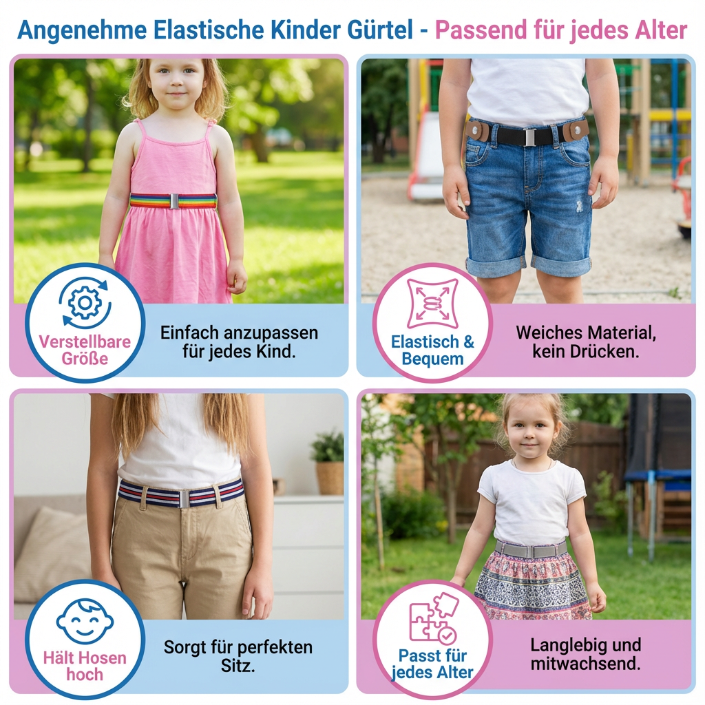 Ceinture Élastique pour Enfants – Sans Boucle, Confortable Toute la Journée, 16 Motifs