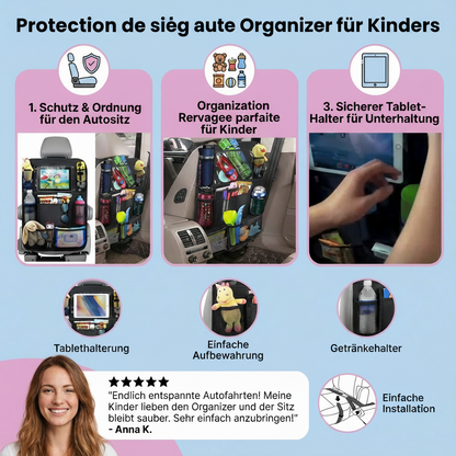 Protection de Siège Auto avec Organisateur – Propreté & Rangement pour Familles