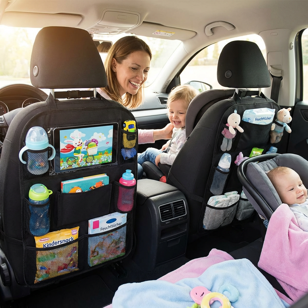 Protection de Siège Auto avec Organisateur – Propreté & Rangement pour Familles
