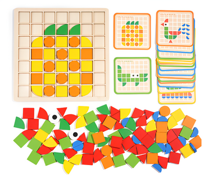 Puzzle en Bois Montessori pour Enfants – 120 Pièces à Associer par Formes et Couleurs