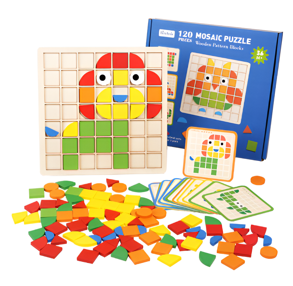 Puzzle en Bois Montessori pour Enfants – 120 Pièces à Associer par Formes et Couleurs