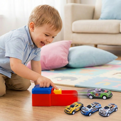 Coffret de Course avec Catapulte – 4 Voitures Die-Cast & Lanceur Inclus