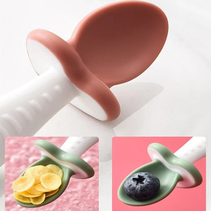 Set de Couverts pour Bébé – Cuillère et Fourchette Ergonomiques en Silicone pour Tout-Petits